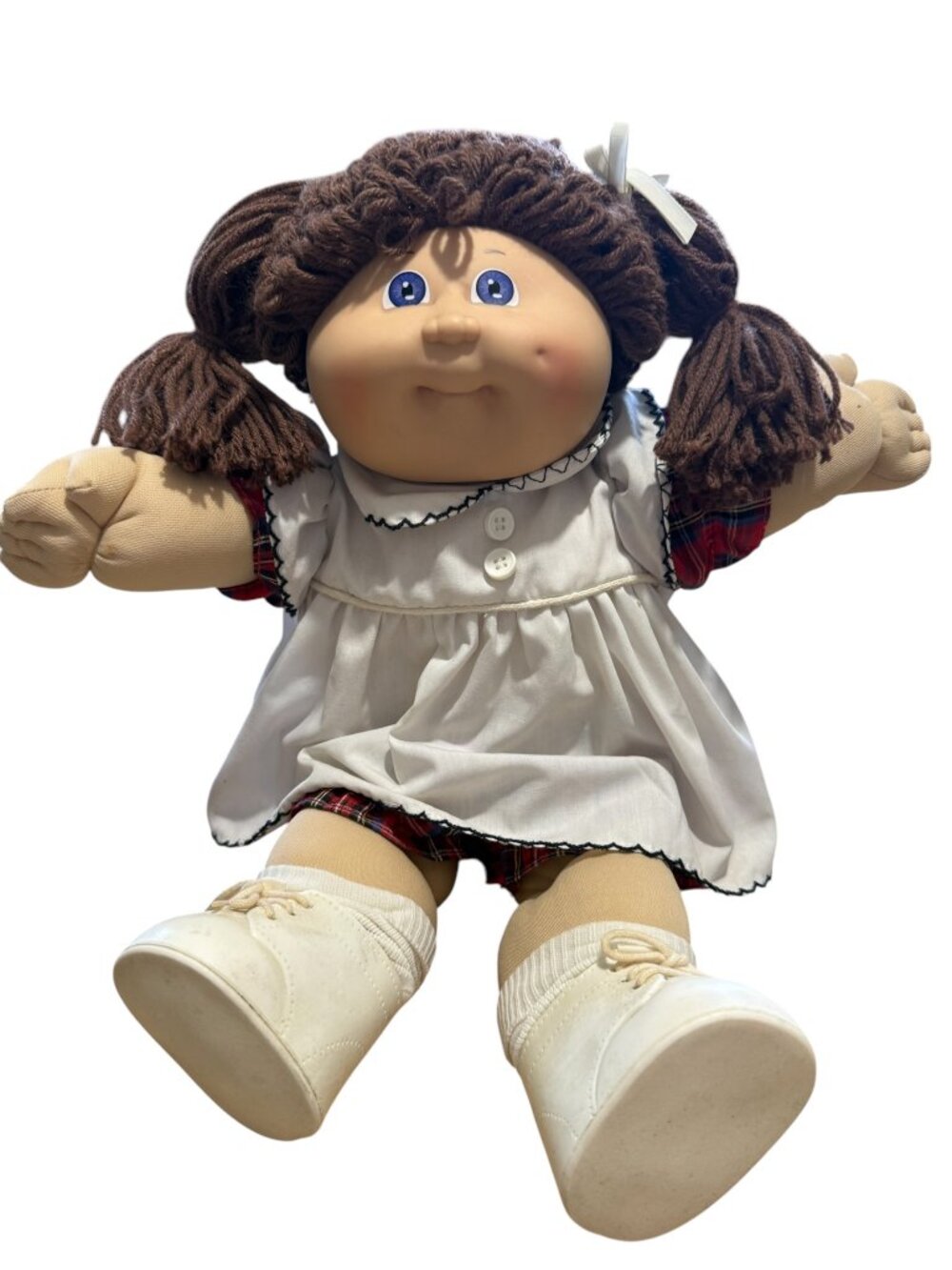 Vintage Cabbage Patch Kids Doll Brown Yarn Hair Blue Eyes 1985 Signature